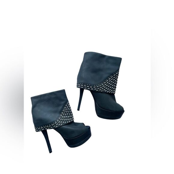 Gray Steve Madden open toes Women's Studded Ankle Booties high block heel - Picture 2 of 8